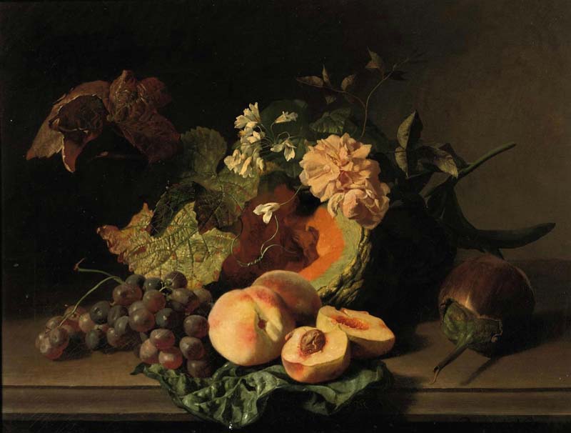 David Emile Joseph de Noter – Owoce, kwiaty i dynia - olej, 56 x 72 cm